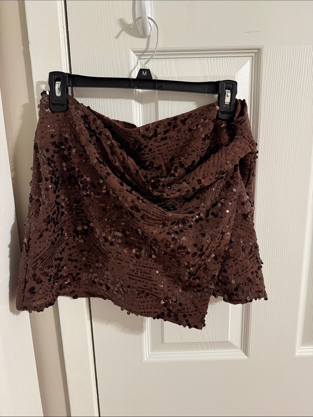 Zara Brown Sequin Draped Mini Skirt